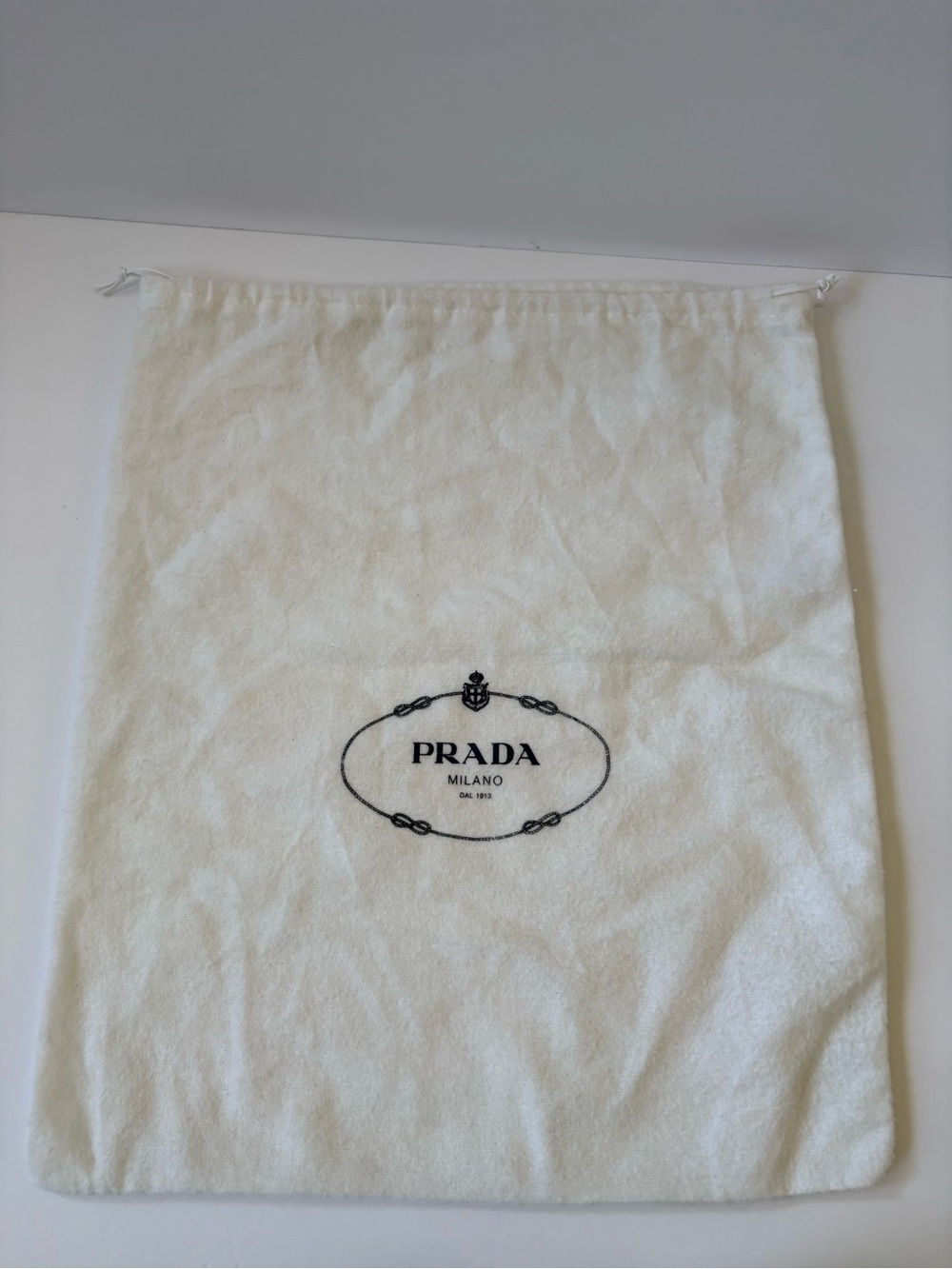 Authentic PRADA Milano M Empty Dust Bag Drawstring Style 14*16.5 White Fleece